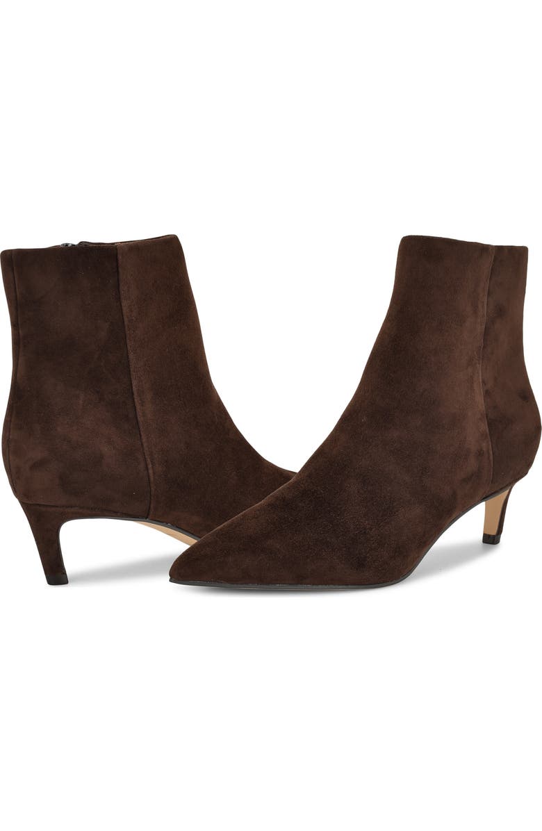 Nine West Brite Pointed Toe Kitten Heel Bootie, Alternate, color, Dark Brown Suede