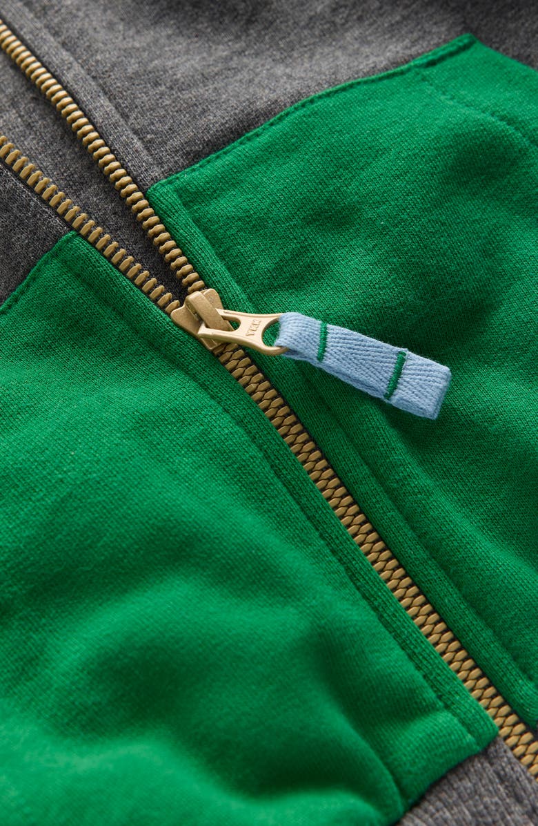 Mini Boden Kids' Colorblock Cotton Zip-Up Hoodie, Alternate, color, Grey Hotch