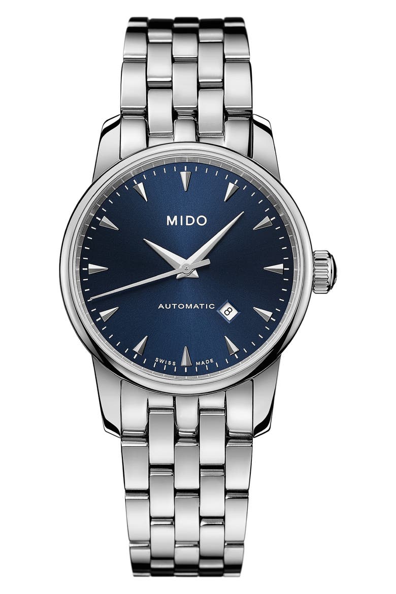 Baroncelli Automatic Bracelet Watch, 29mm, Main, color, SILVER/ BLUE/ SILVER