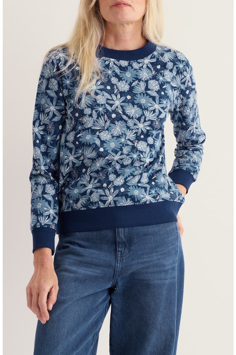 Bright Wave Organic Cotton Sweatshirt, Main, color, SKETCHBOOK BLOOMS MARINE