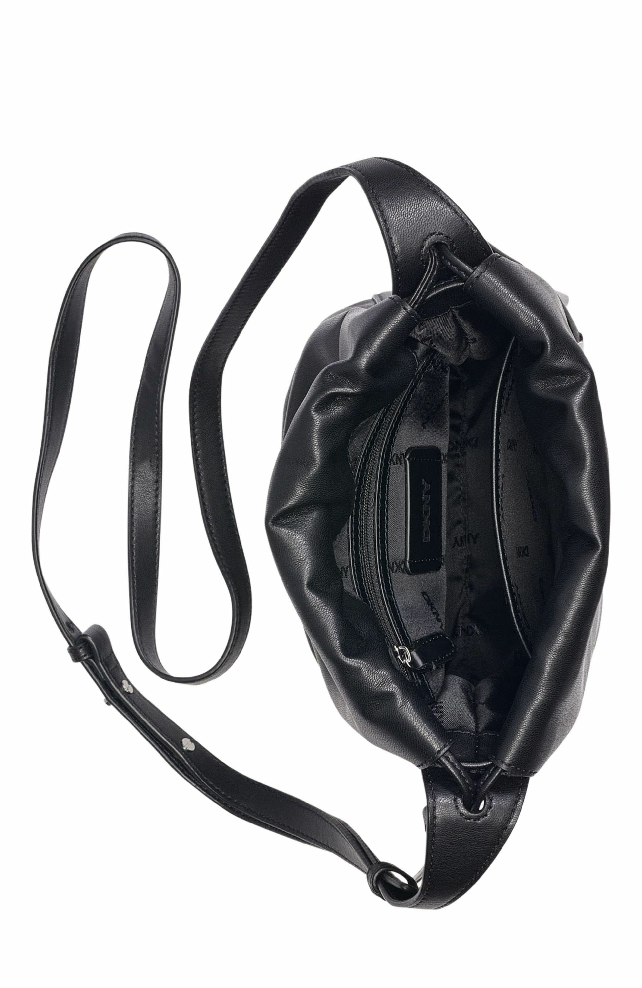 DKNY Channing Small Drawstring Bag, Alternate, color, Black/Silver