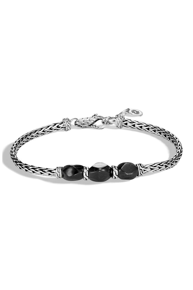 Classic Chain Slim Triple-Stone Bracelet (Nordstrom Exclusive), Main, color, SILVER/ HYPERSTHENE