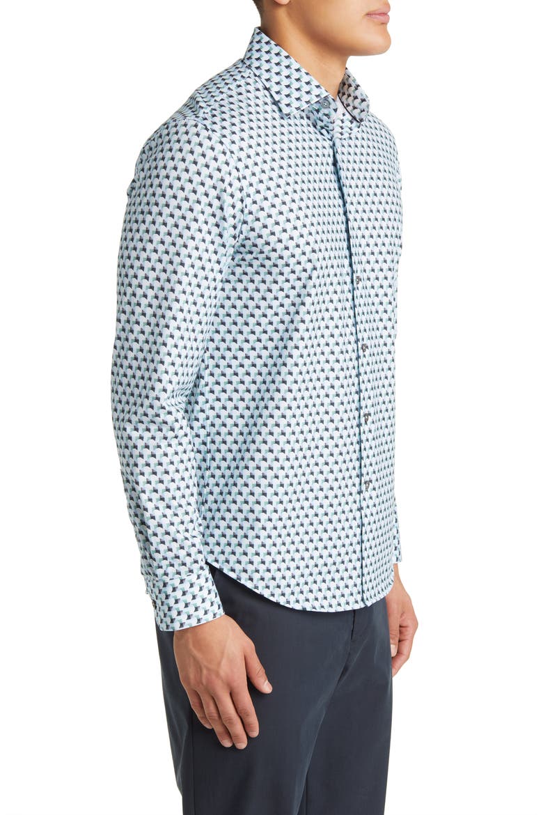James OoohCotton® Abstract Print Button-Up Shirt, Alternate, color, JADE