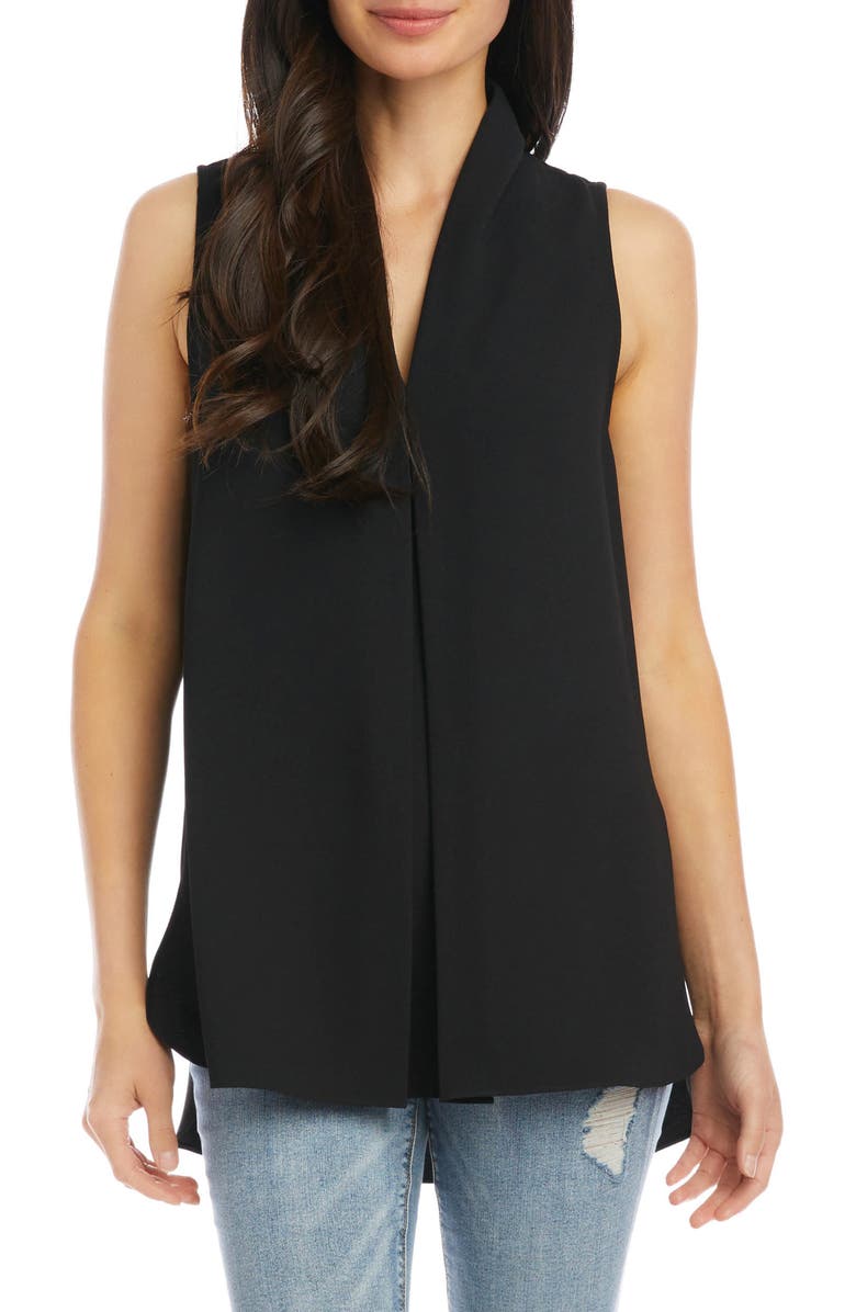 Karen Kane Front Pleat Sleeveless Crepe Blouse, Main, color,