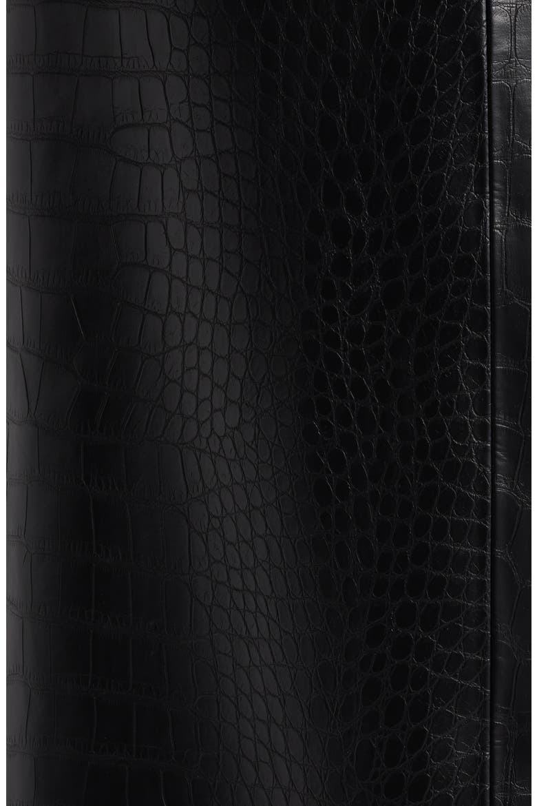 Croc Embossed Faux Lether Midi Skirt, Alternate, color, BLACK