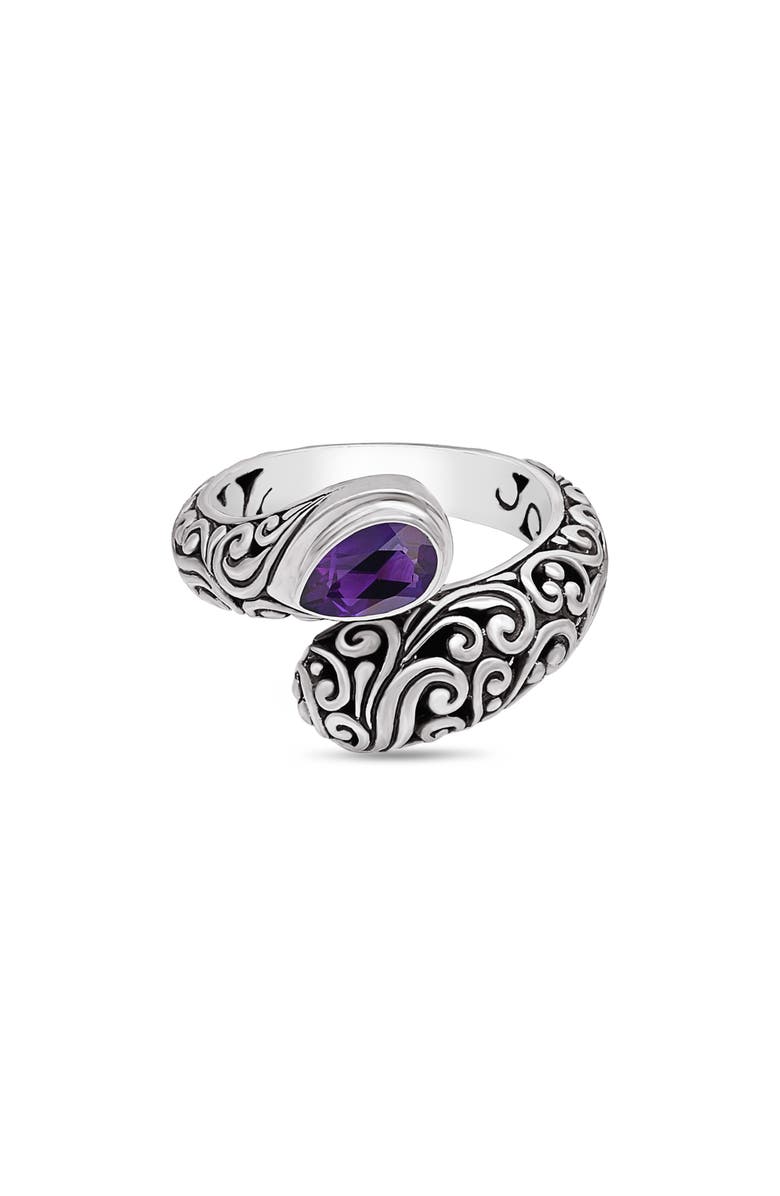 DEVATA Amethyst & Sterling Silver Bali Filigree Ring, Main, color, 