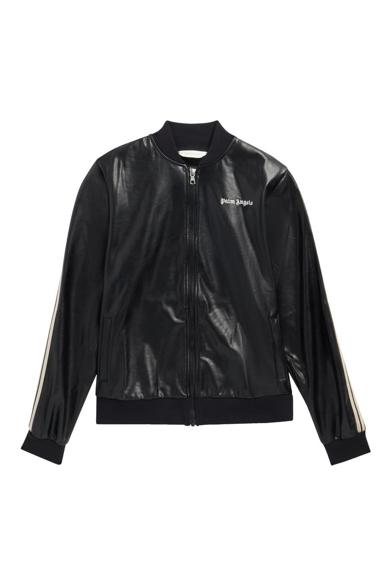 Kids' Coated Track Jacket, Main, color, BLACK/ OFF WHITE