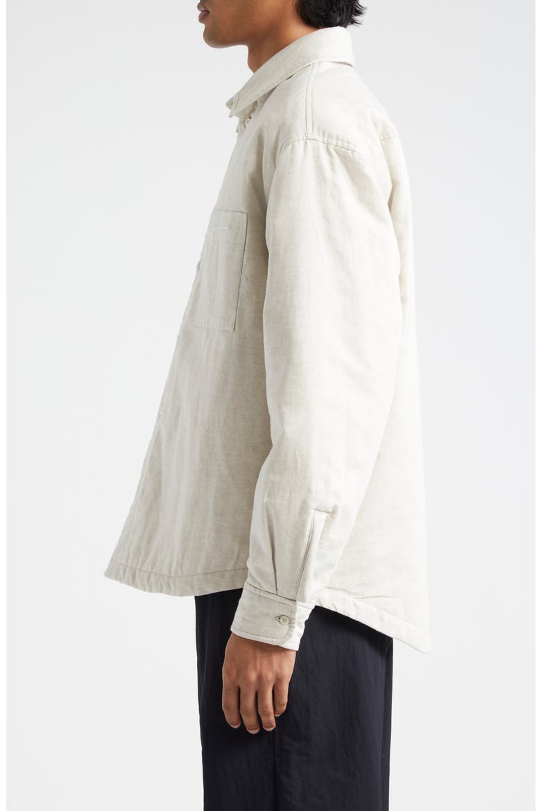 La Chemise Boulanger Padded Cotton & Linen Overshirt, Alternate, color, LIGHT BEIGE