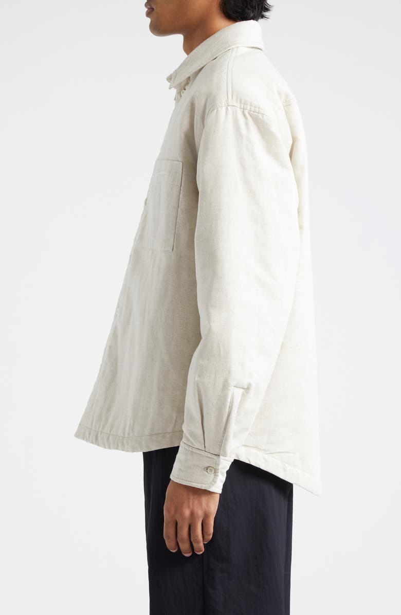 Jacquemus La Chemise Boulanger Padded Cotton & Linen Overshirt, Alternate, color, Light Beige