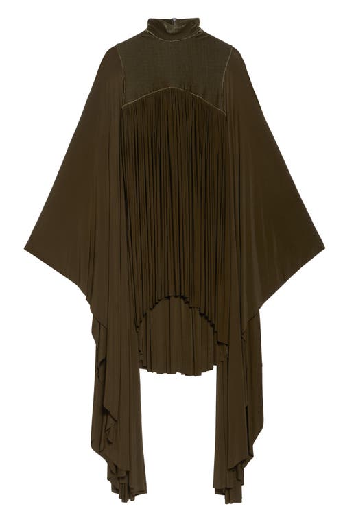 Zimmermann Memento Pleated Batwing Sleeve Minidress In Brown