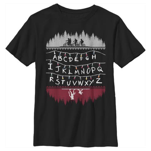 Boy's Stranger Things Christmas Light Message  Graphic T-Shirt