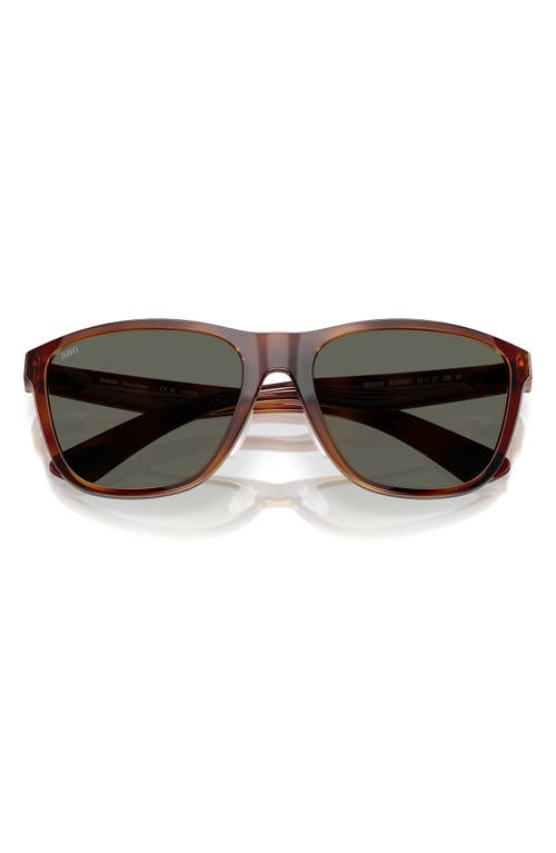 Costa Del Mar 57mm Polarized Rectangular Sunglasses In Tortoise/gray 580g