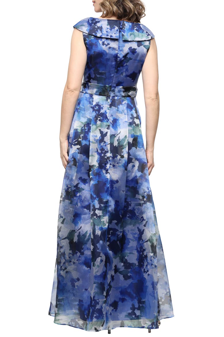 Floral Organza A-Line Gown, Alternate, color, ROYAL MULTI