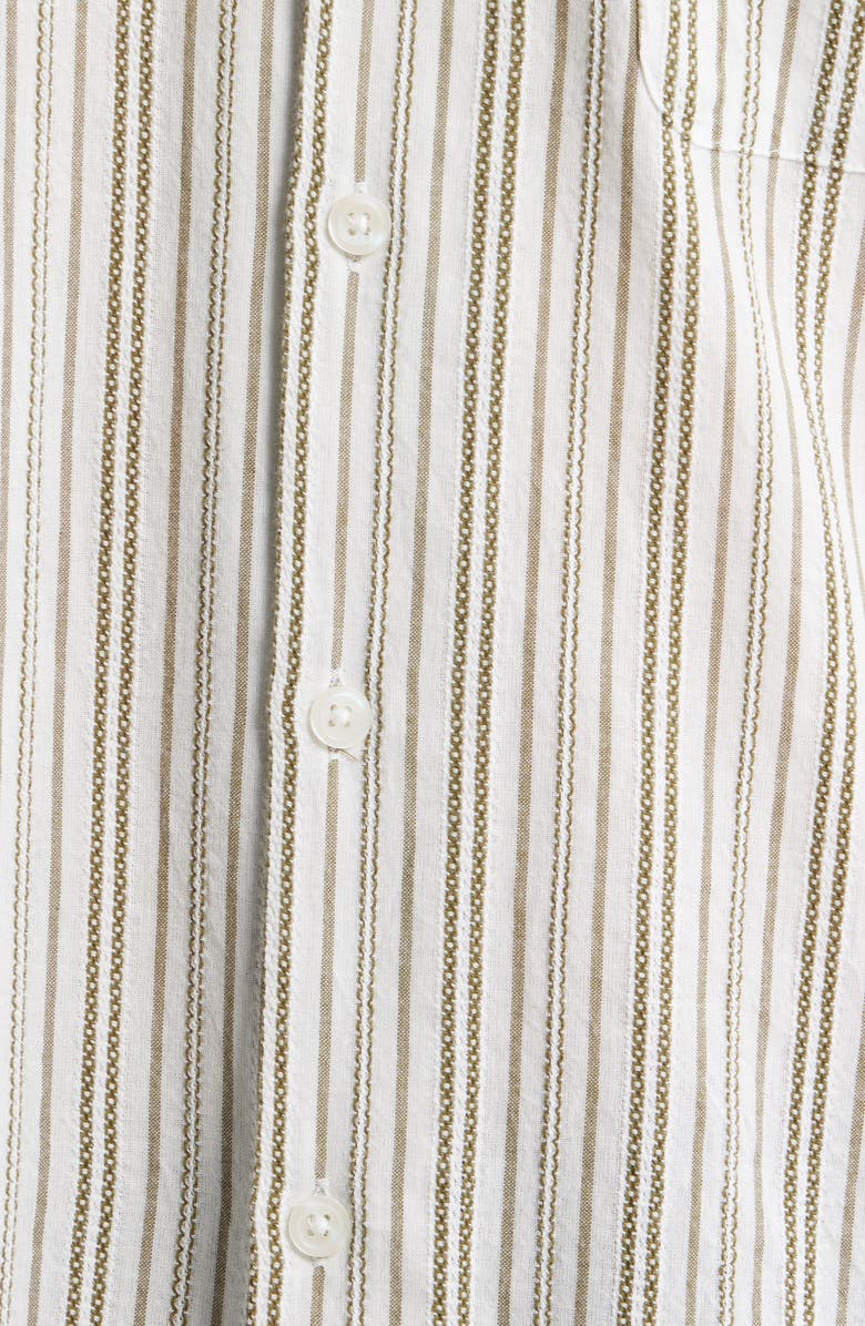 Obey Evans Stripe Camp Shirt, Alternate, color, Moss Green Multi