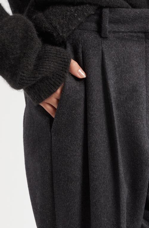 Shop The Row Richelle Pleated Tapered Cashmere Pants In Charcoal Melange