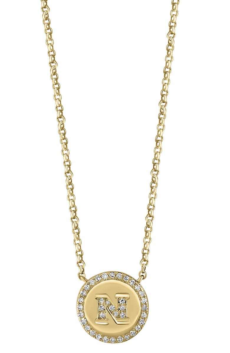 EFFY Diamond 'N' Initial Pendant Necklace, Main, color, Gold