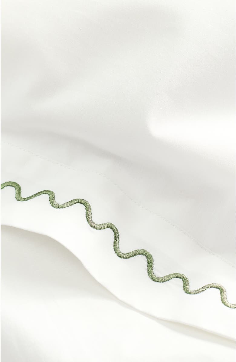 CHRISTY Wave Embroidered Edge Cotton Percale Duvet Cover Sets, Alternate, color, Sage Green
