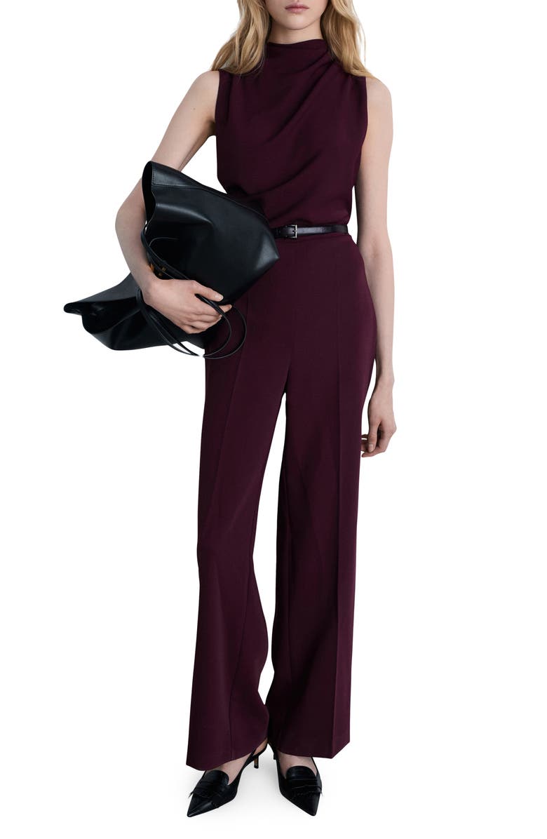 MANGO Belted Sleeveless Wide Leg Jumpsuit, Main, color,