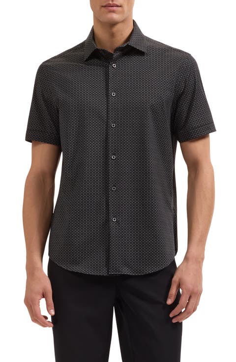 Miles OoohCotton® Geo Print Short Sleeve Button-Up Shirt
