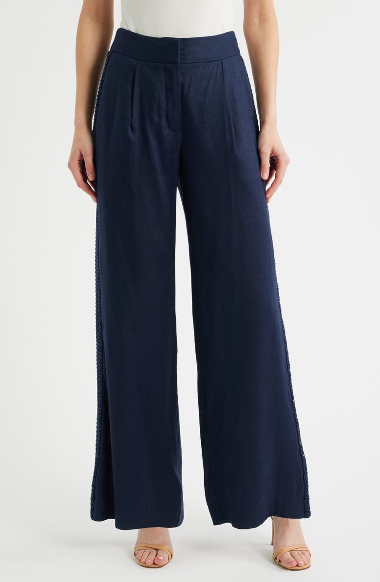 Elie Tahari The Aster Linen Blend Wide Leg Pants, Main, color, 