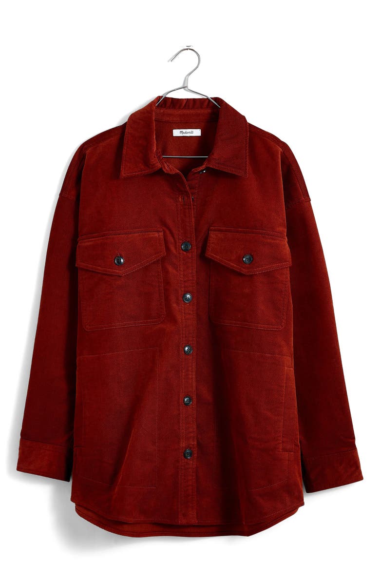Madewell Corduroy Twill Oversize Shirt Jacket, Alternate, color, Stained Mahogany