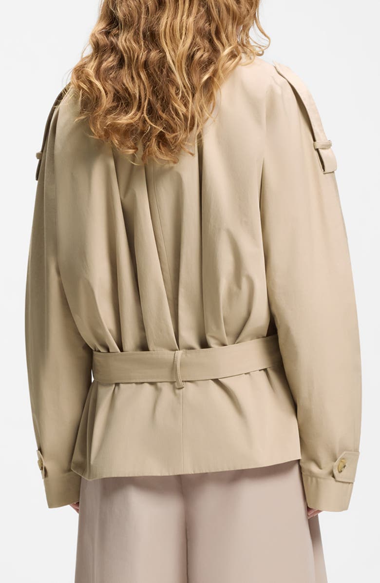 BOSS Cropped Cotton Trench Coat, Alternate, color, Pumice