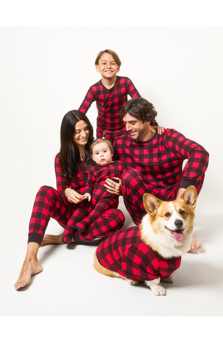 Leveret Kids Two-Piece Cotton Matching Family Holiday Pajamas, Christmas Plaid, Alternate, color, Plaid Black & Red