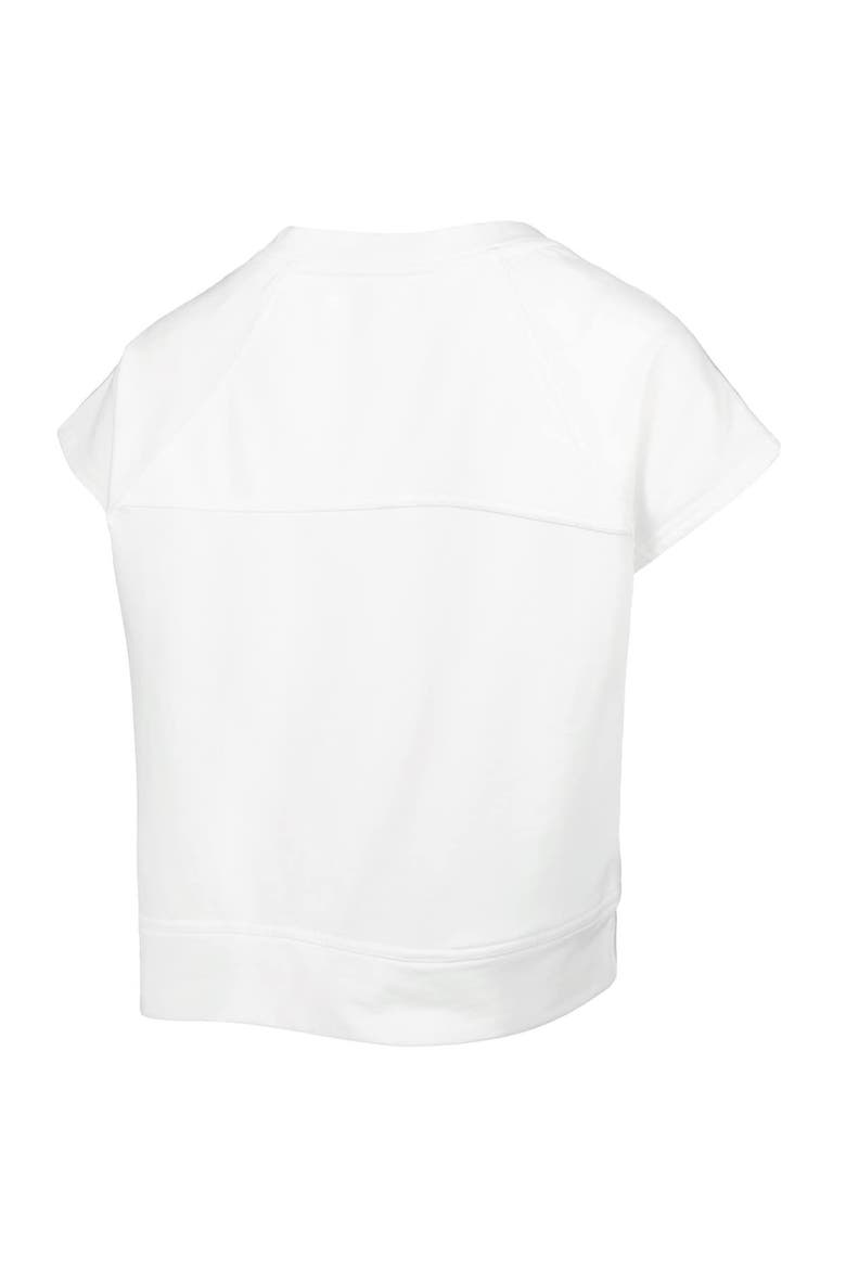 Women's Lusso White Golden State Warriors Margot Cropped Tri-Blend Cap Sleeve Sweatshirt, Alternate, color, White