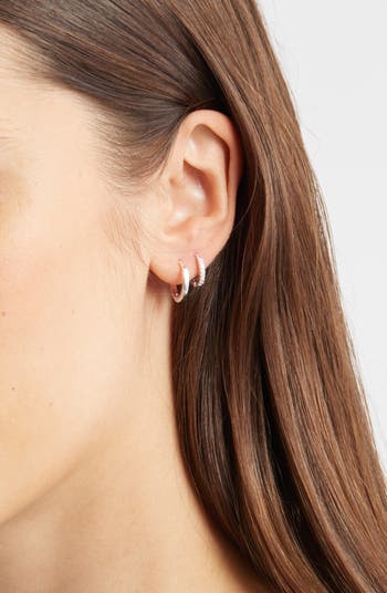 Set of 4 Demi Fine Essentials Stud & Hugging Hoop Earrings