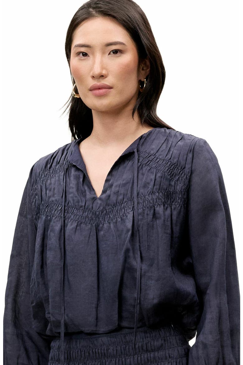 Anya Ramie Blouse, Alternate, color, NAVY