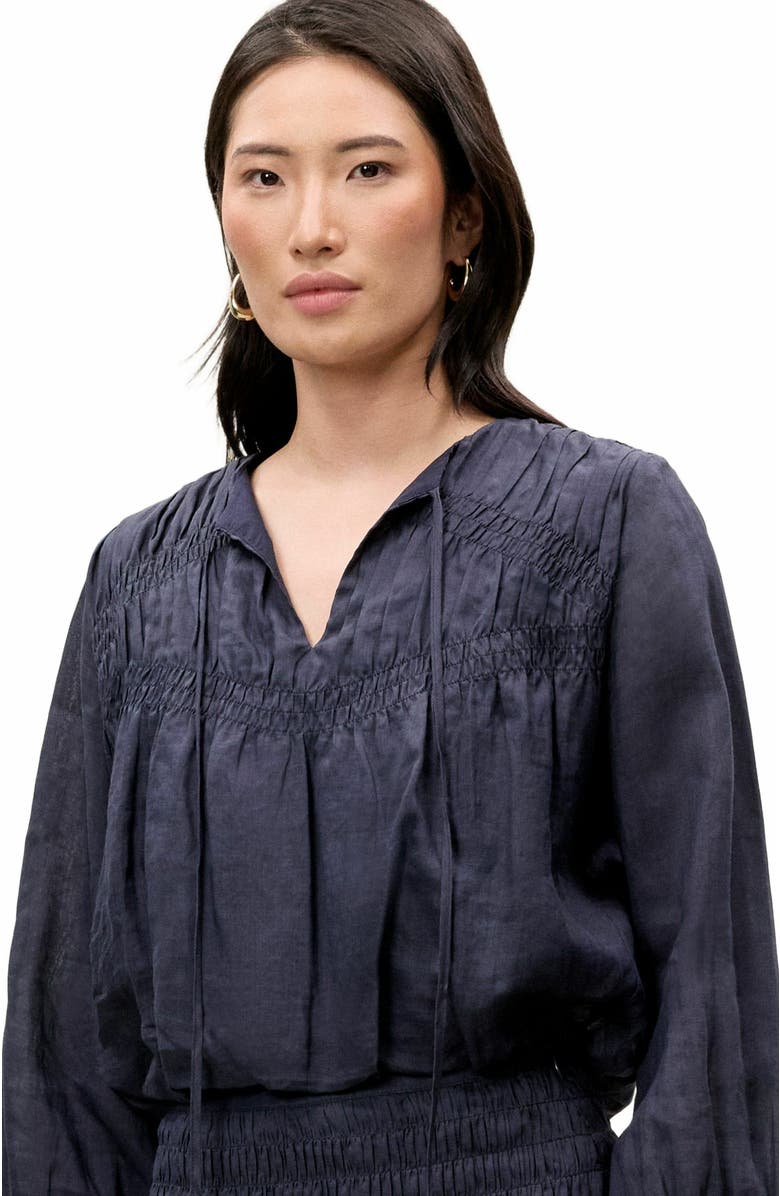 Rebecca Taylor Anya Ramie Blouse, Alternate, color, Navy