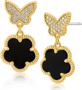 CZ by Kenneth Jay Lane Cubic Zirconia Pavé Butterfly Clover Drop Earrings