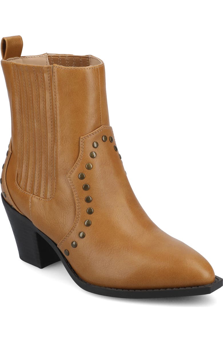 Journee Collection Braylee Western Chelsea Boot, Main, color, Tan