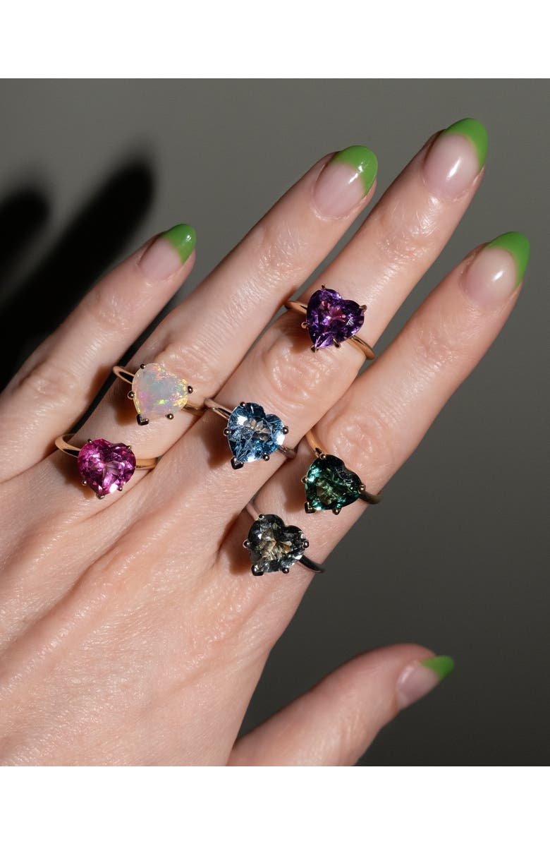 FRY POWERS Rainbow Heart Ring in Pink Tourmaline, Alternate, color, Pink Tourmaline