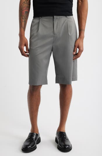 Open Edit Pleated Bermuda Shorts In Gray