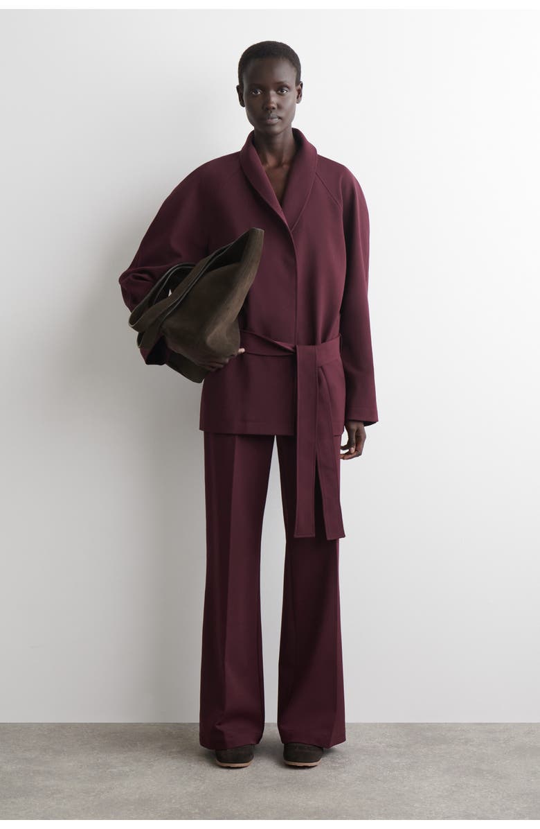 COS Wool-Blend Straight-Leg Pants, Main, color, Burgundy