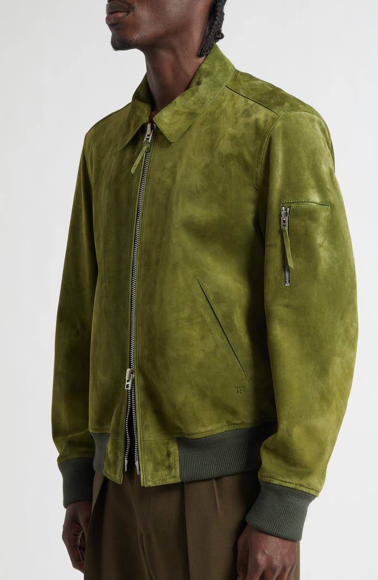 TOM FORD Pleated Wool, Cashmere
Silk Pants, Alternate, color, Green Wood