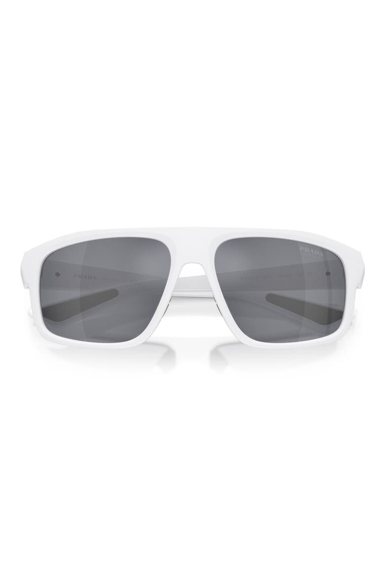 59mm Shield Sunglasses, Main, color, MATTE WHITE / BLUE SILVER