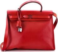 Pre-Owned Hermes Herbag Zip Berline Vache Canvas and Leather 31