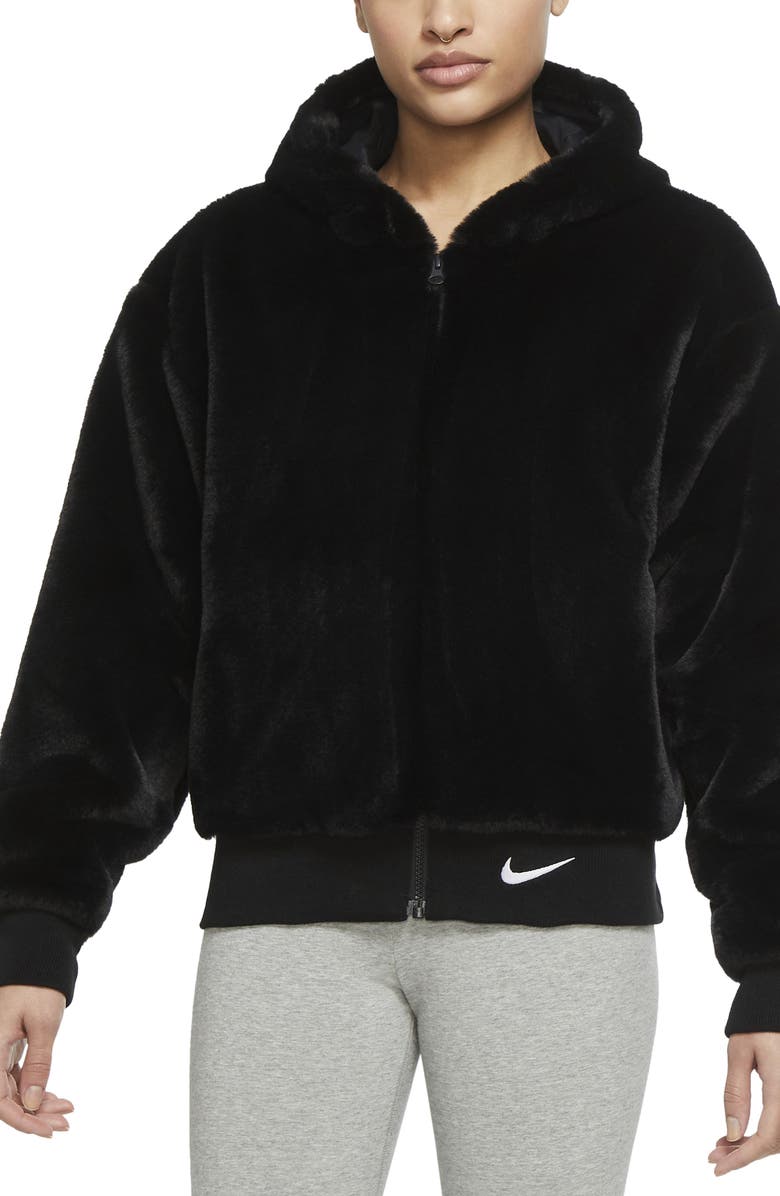 Nike Sportswear Essential Faux Fur Jacket, Main, color, 