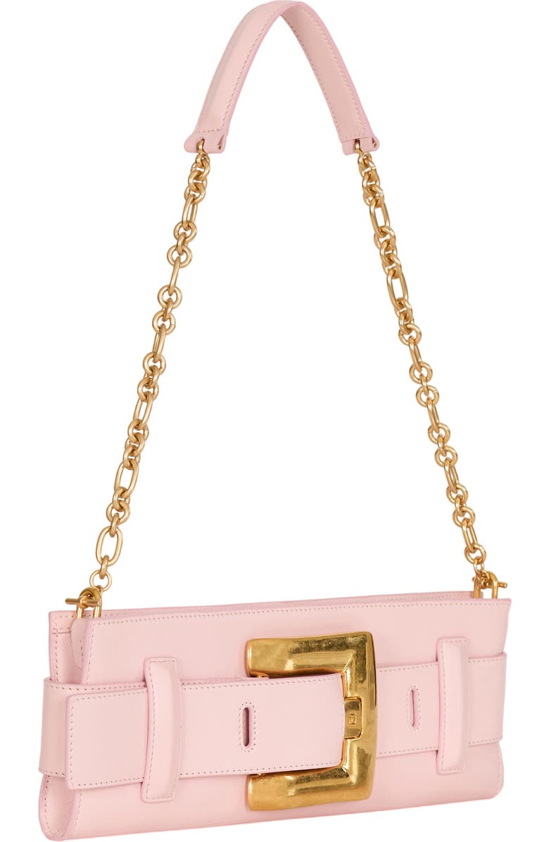 Balmain Anthem smooth leather clutch, Alternate, color, Pink