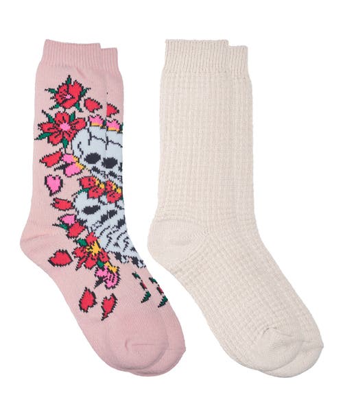 Ed Hardy Womens Floral Skull Slouchy Sock 2-pack In Multi