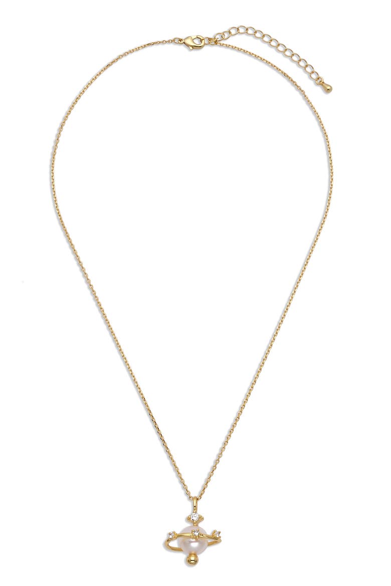 Stella Imitation Pearl & Cubic Zirconia Pendant Necklace, Alternate, color, GOLD