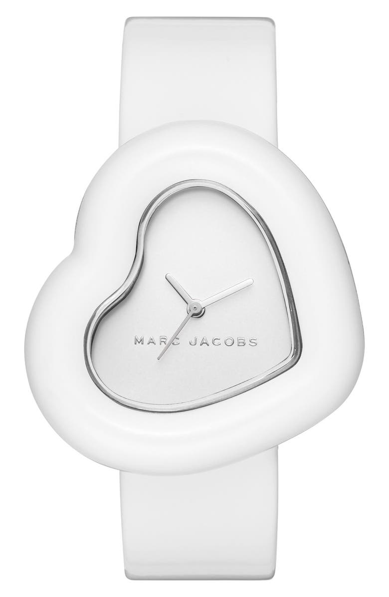 Marc Jacobs Heart Leather Strap Watch, 39mm, Main, color, 