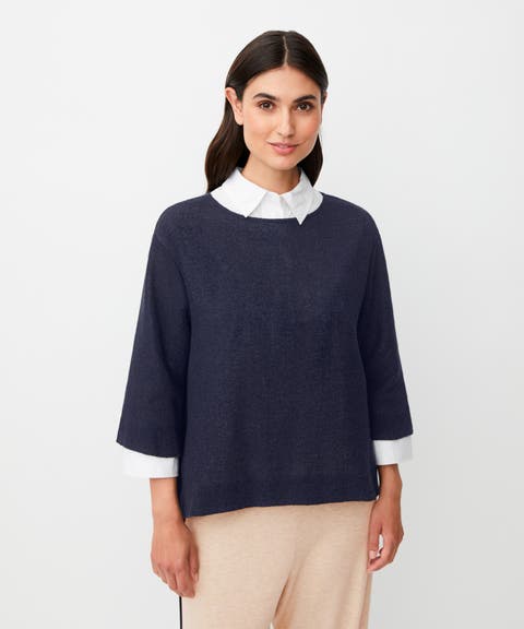 MaDarmi 3/4 Sleeve Round Neck Top