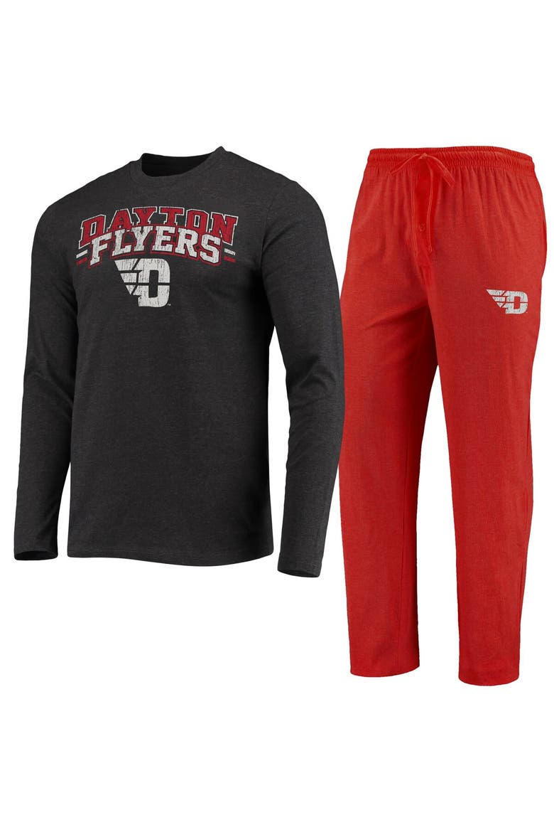 Men's Concepts Sport Red/Heathered Charcoal Dayton Flyers Meter Long Sleeve T-Shirt & Pants Sleep Set, Alternate, color, Red