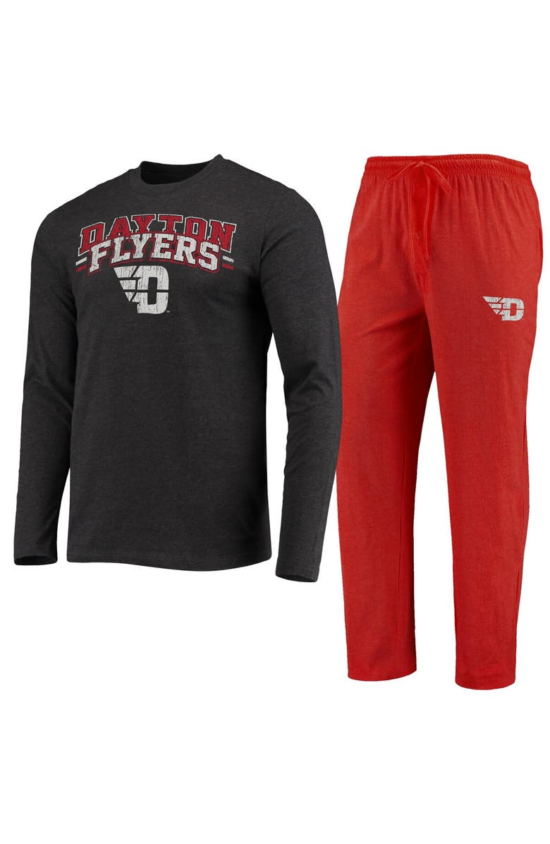 CONCEPTS SPORT Men's Concepts Sport Red/Heathered Charcoal Dayton Flyers Meter Long Sleeve T-Shirt & Pants Sleep Set, Alternate, color, Red