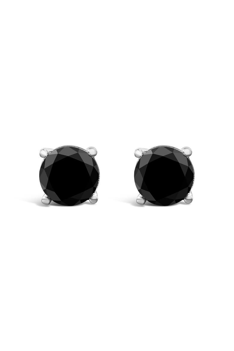 14K White Gold 6.00 Ct Black Diamond Stud Earrings with Screw Backs, Main, color, Black