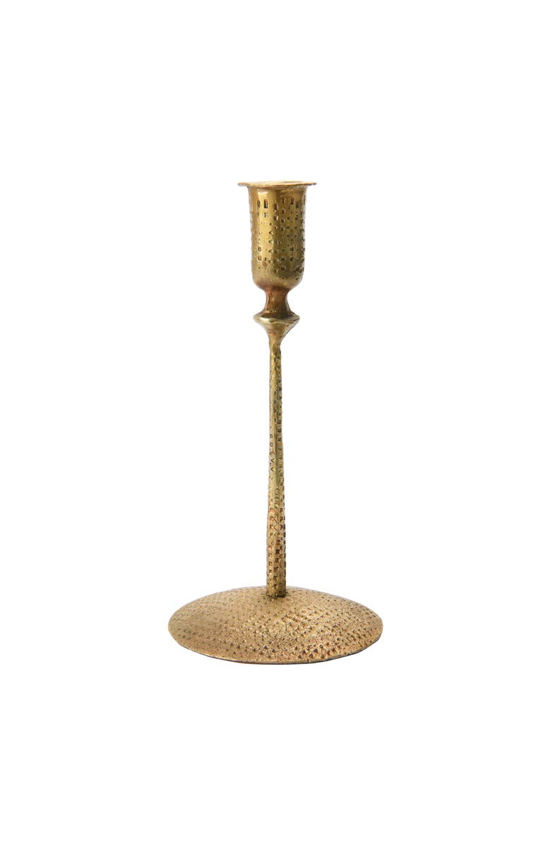 Storied Home Hand-Forged Hammered Metal Taper Holder, Antique Brass Finish, Main, color, Brass