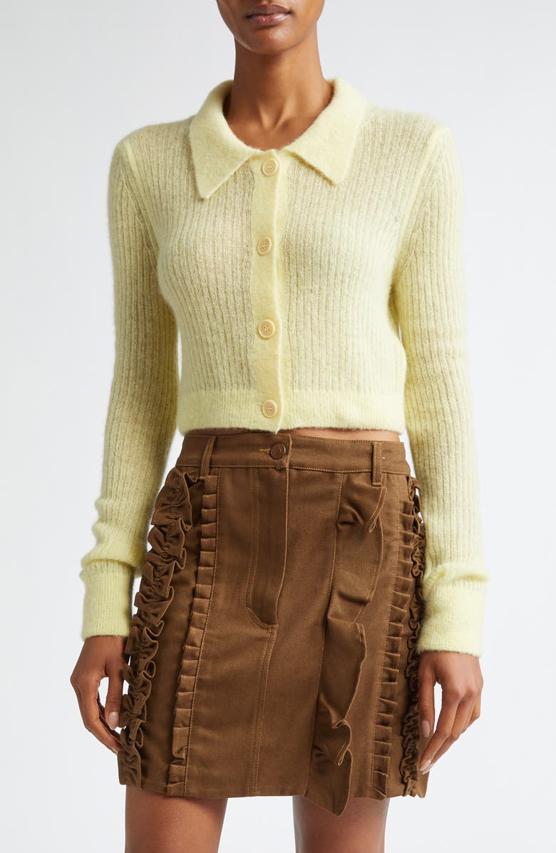 Cecilie Bahnsen Jaqueline Alpaca & Wool Blend Rib Crop Cardigan, Main, color, 